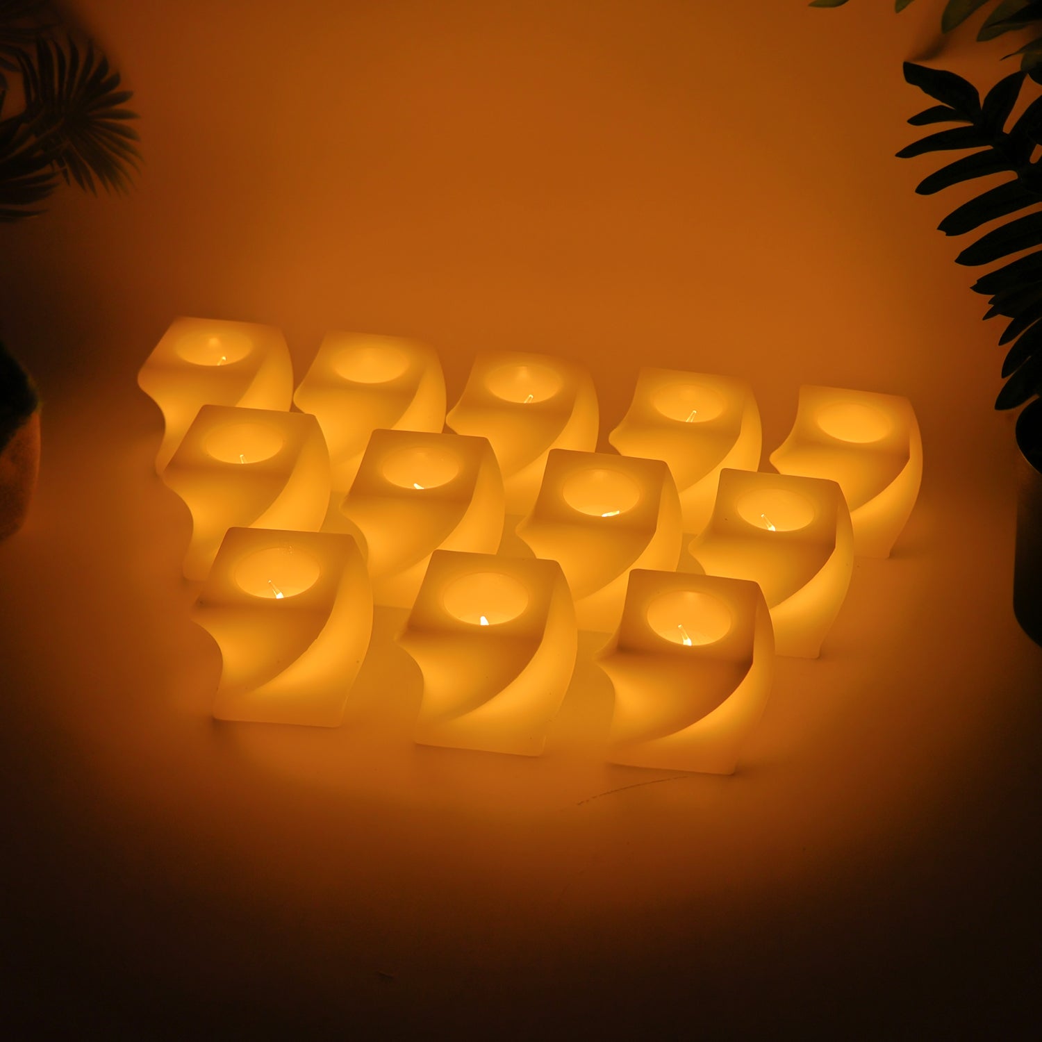 Set of 12 LED Flameless Decorative Candles – Square Shape Tealight Lamps Set of 12 LED Flameless Decorative Candles – Square Shape Tealight Lamps